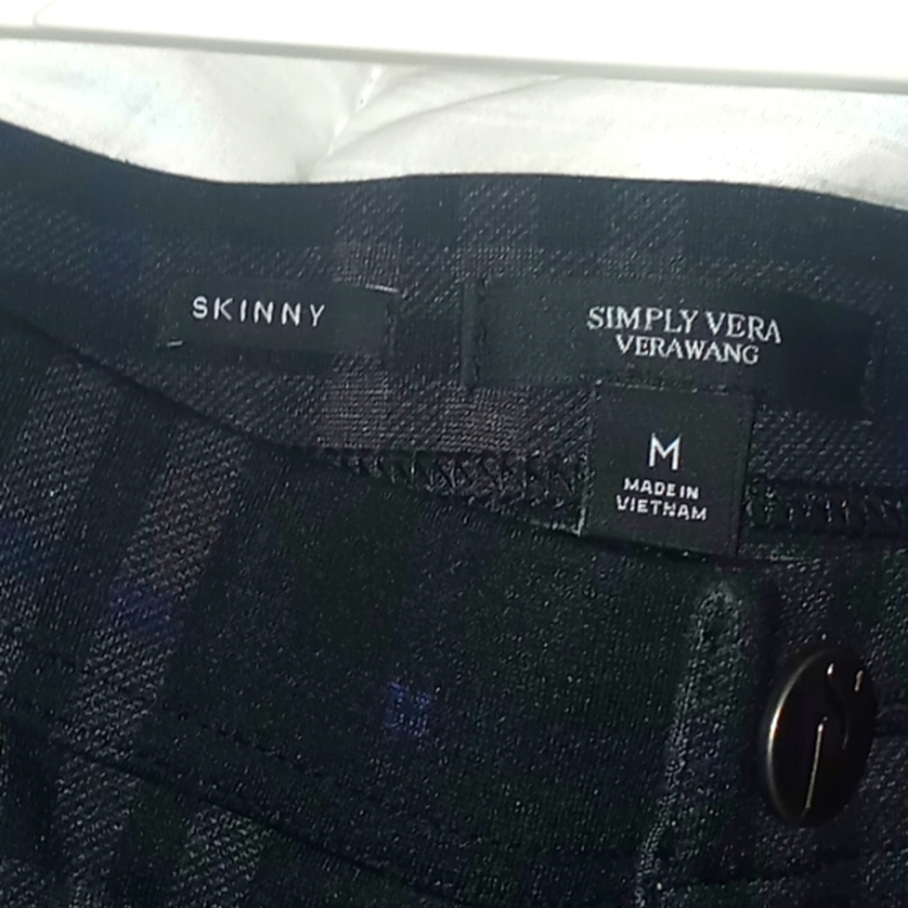 vera wang checkered skinny stretchy slacks